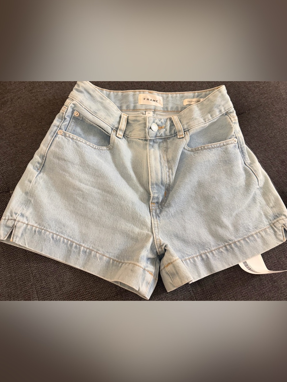 Frame Light Wash Denim High-Rise Shorts - Picture 9 of 9
